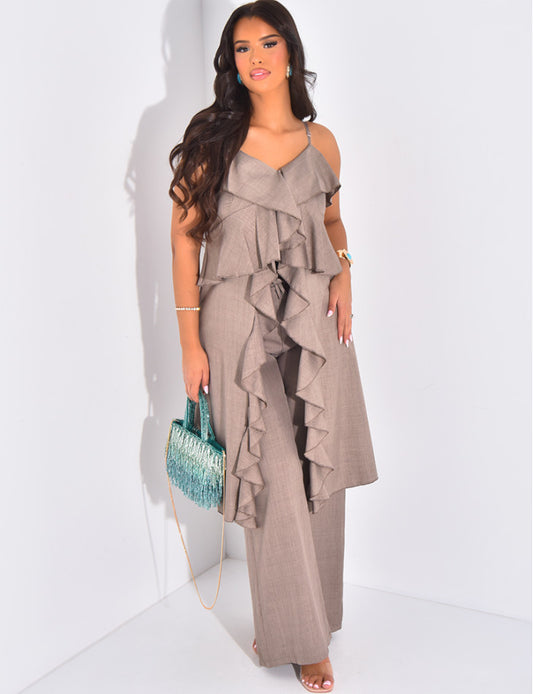 Ensemble pantalon et top long à volants